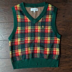Teddy Fresh Green And Red Plaid Vest